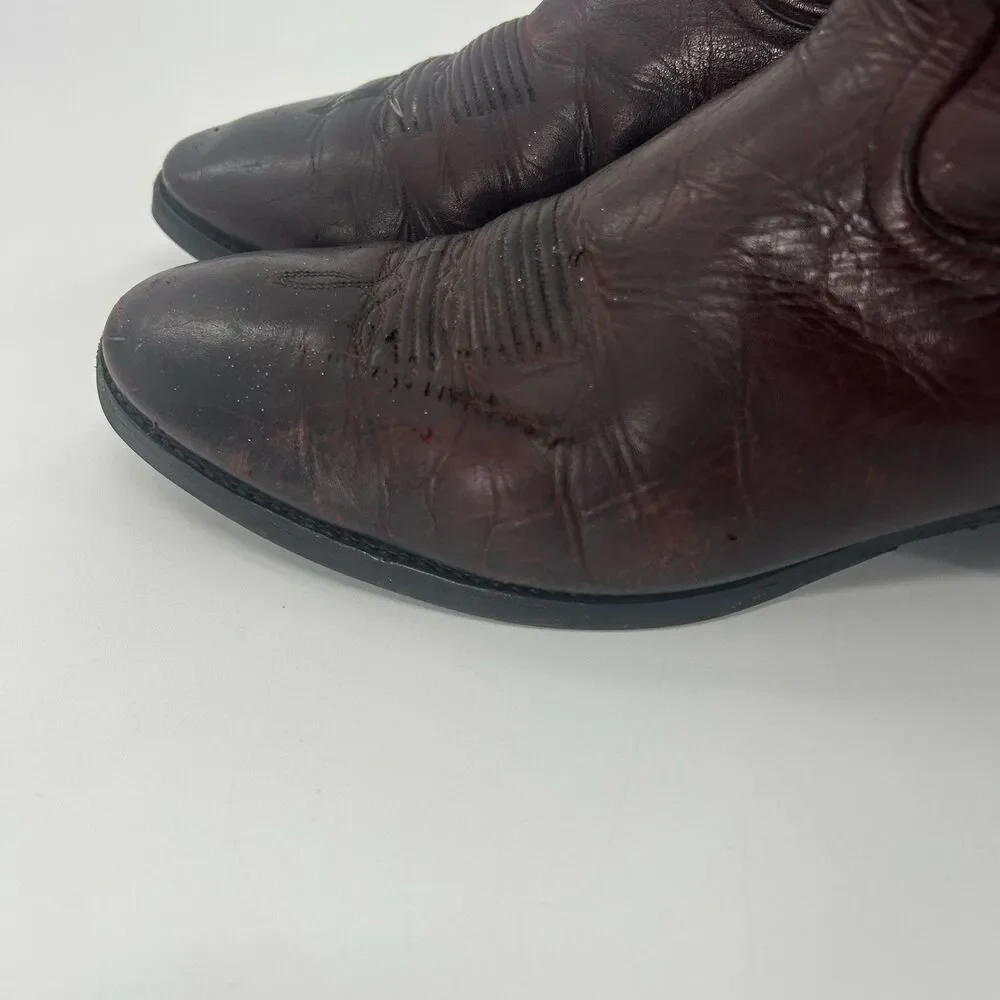 Vintage Tony Lama 0010 Leather Western Cowboy Boots Mens Size 10 Vibram Soles.
